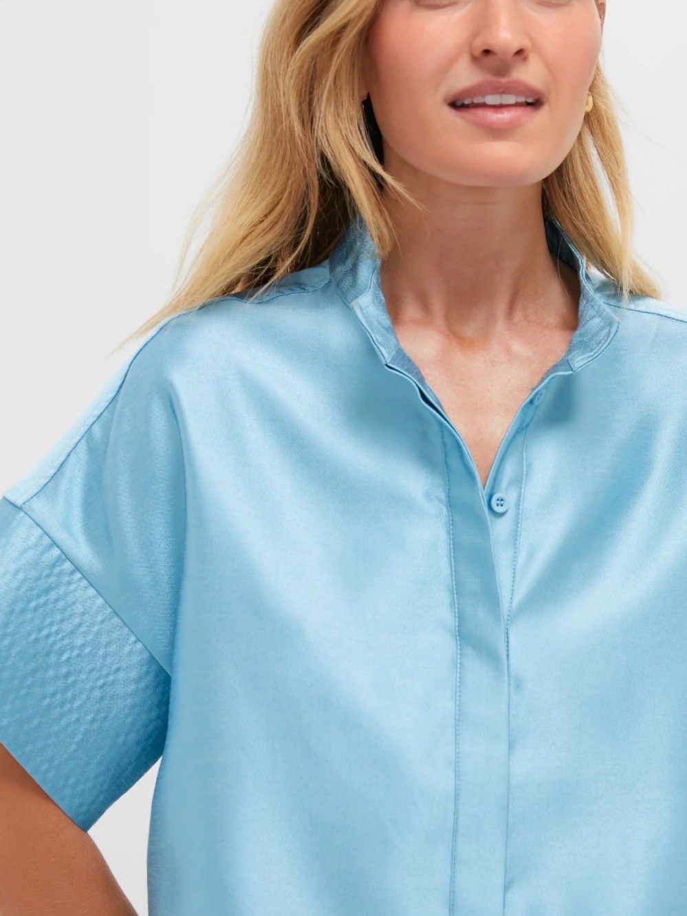 Tuckernuck Robin's Egg Blue Trapunto Stitch Sofia Shirt - Picture 2 of 3